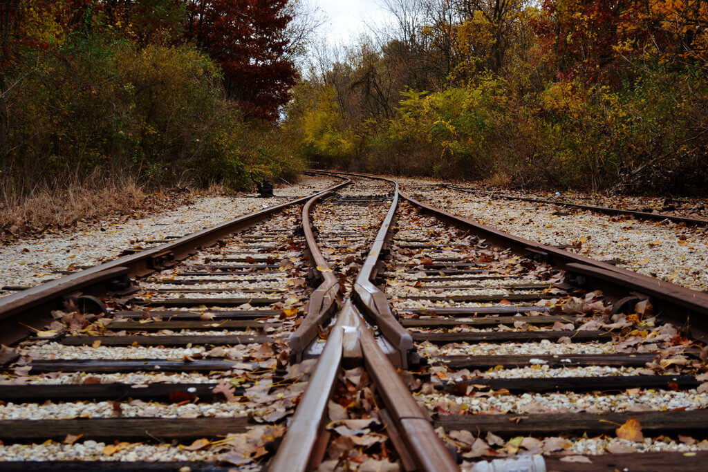 Photo of fork in train tracks